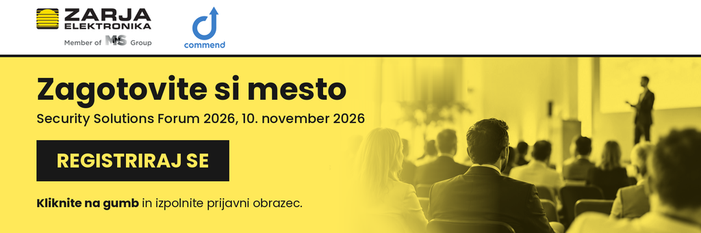 Gumb Registriraj se: zagotovite si mesto na Security Solutions Forum 2026, 10. november 2026, in izpolnite prijavni obrazec
